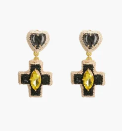 Earrings*Mercedes Salazar Black Cross Earrings