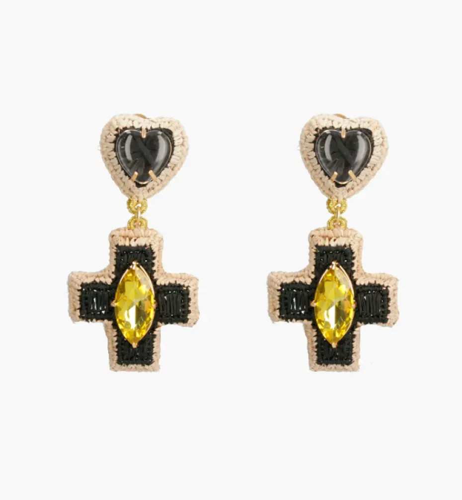 Earrings*Mercedes Salazar Black Cross Earrings
