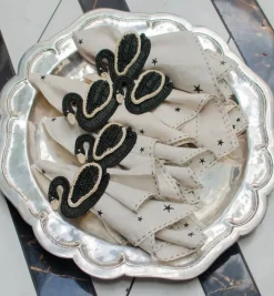 Napkin Rings|Bizatino Collection*Mercedes Salazar Black Swan Napkin Ring Set of 2