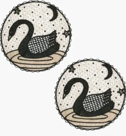 Placemats|Bizatino Collection*Mercedes Salazar Black Swan Placemats Set of 2