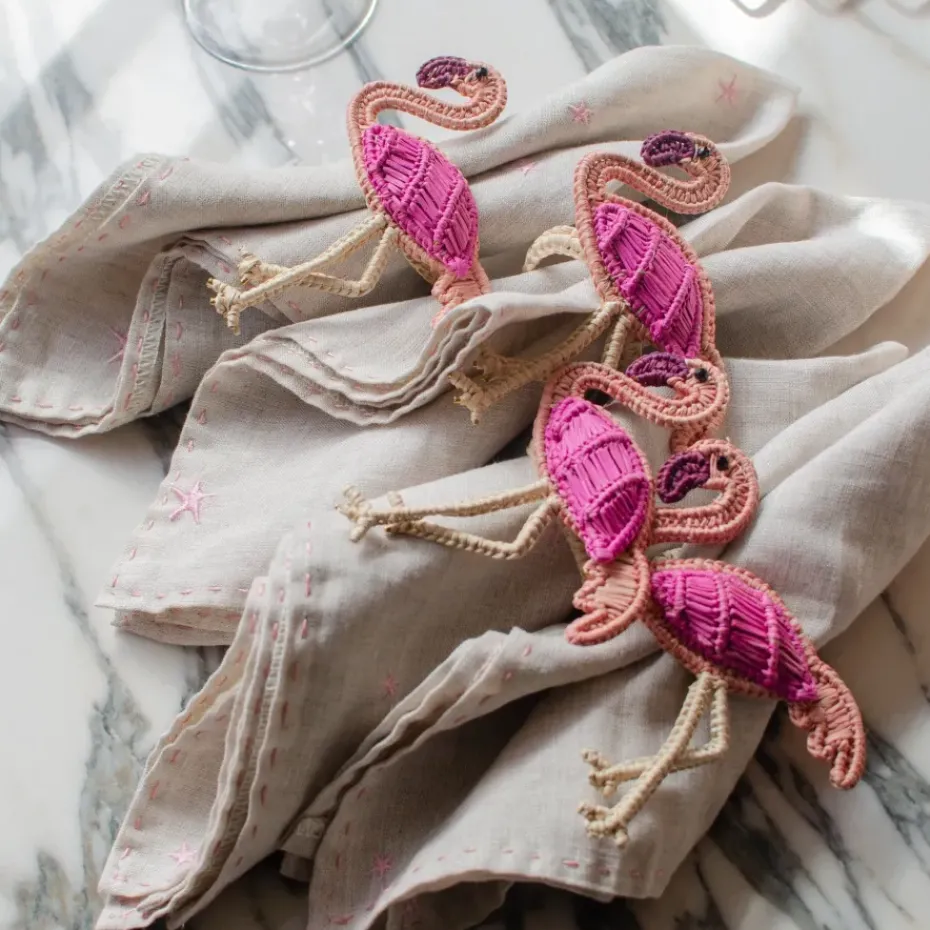 Napkin Rings|Bizatino Collection*Mercedes Salazar El Flamingo Napkin Ring Set of 2