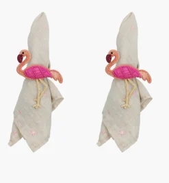 Napkin Rings|Bizatino Collection*Mercedes Salazar El Flamingo Napkin Ring Set of 2