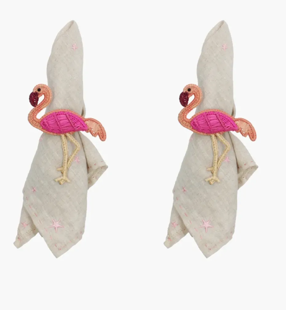 Napkin Rings|Bizatino Collection*Mercedes Salazar El Flamingo Napkin Ring Set of 2