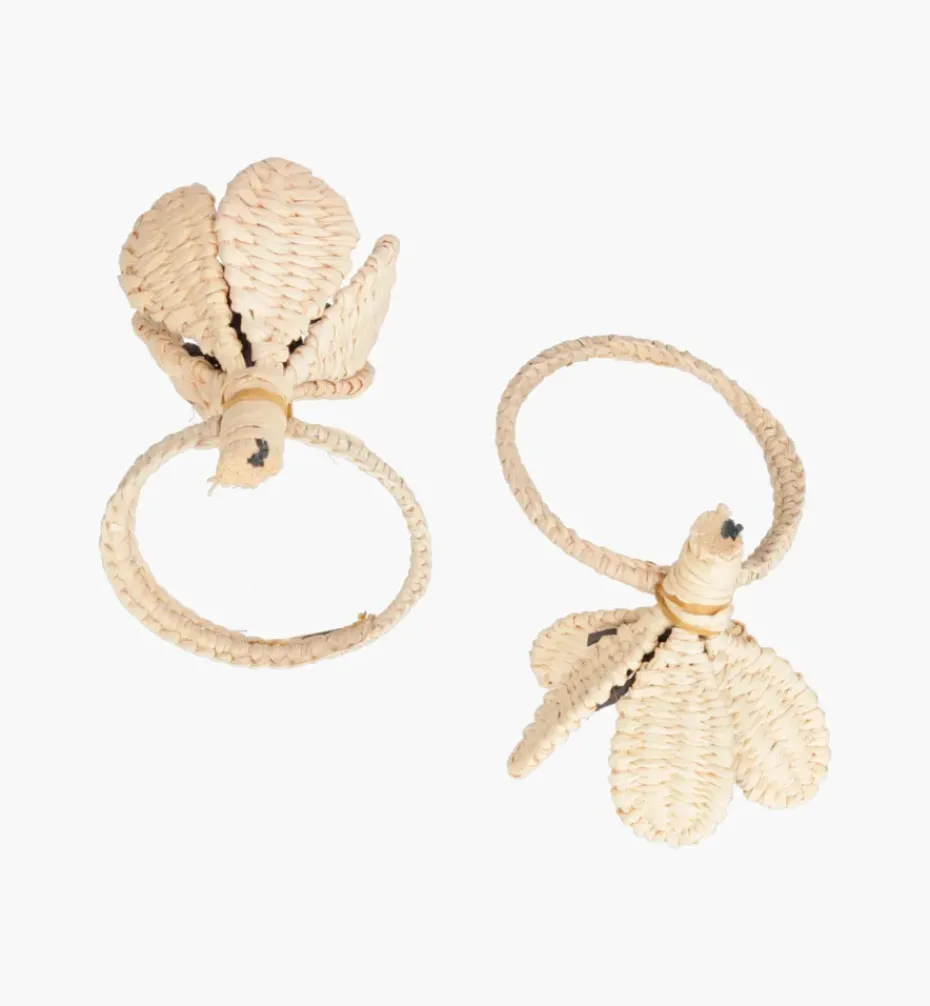 Napkin Rings*Mercedes Salazar Flower Black Napkin Ring Set of 2