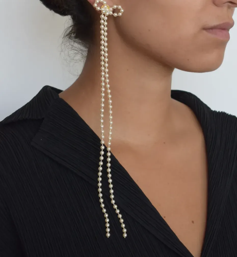 Earrings*Mercedes Salazar Long Pearl Bow Earrings