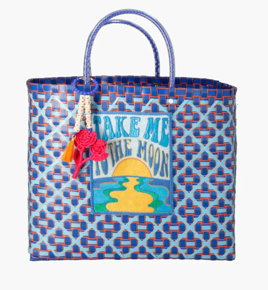 Bags*Mercedes Salazar Medium Blue Flower Handbag
