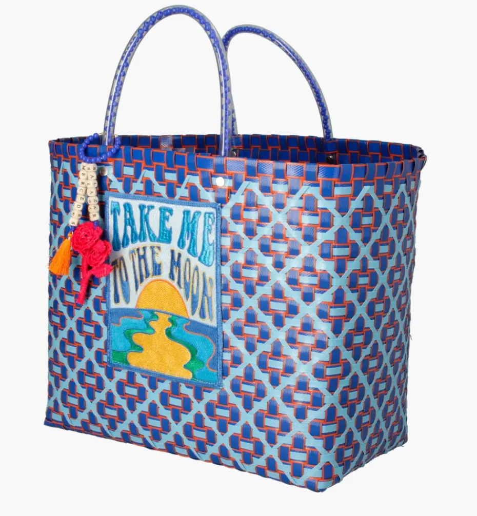 Bags*Mercedes Salazar Medium Blue Flower Handbag