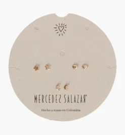Earrings*Mercedes Salazar Moon, Stars and Heart Studs Set of 3