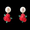 Bags*Mercedes Salazar Red Rose Studs