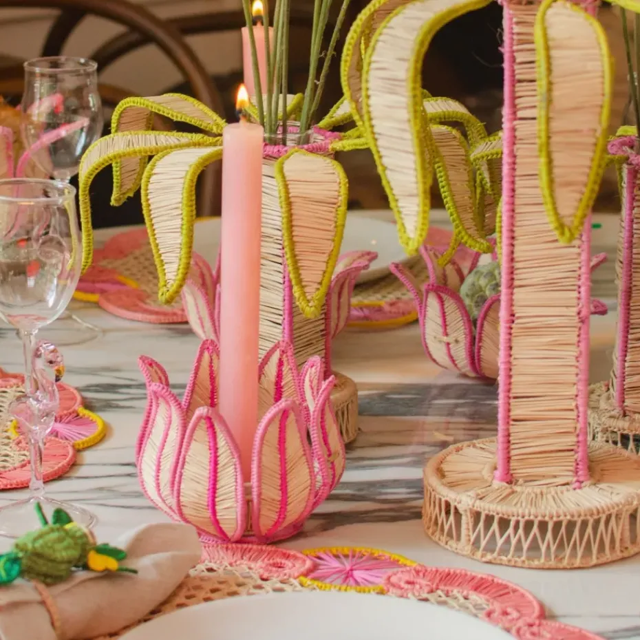 Candle Holders|Bizatino Collection*Mercedes Salazar Rosa Candle Holder Set of 2