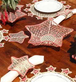 Bread Baskets*Mercedes Salazar Set of 2 Coral Stars Bread Baskets