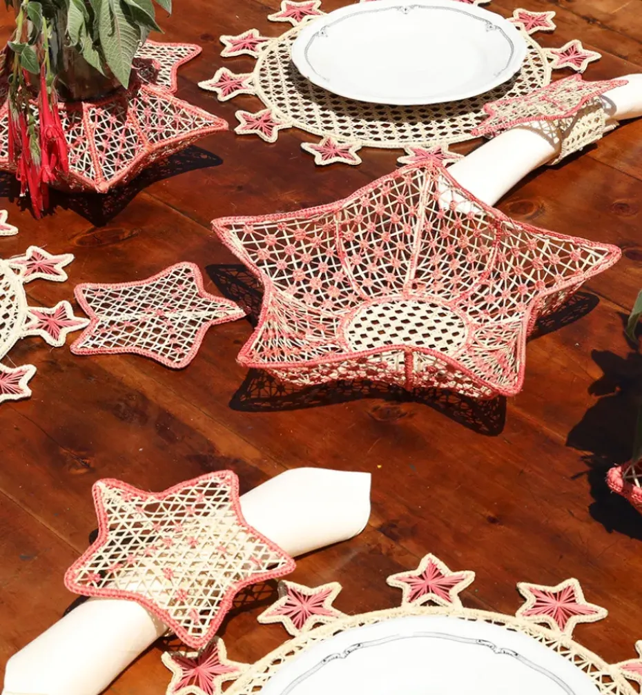 Bread Baskets*Mercedes Salazar Set of 2 Coral Stars Bread Baskets